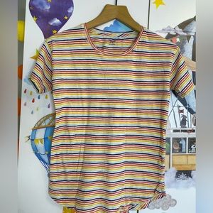 Madewell rainbow stripes tee xs NWOT